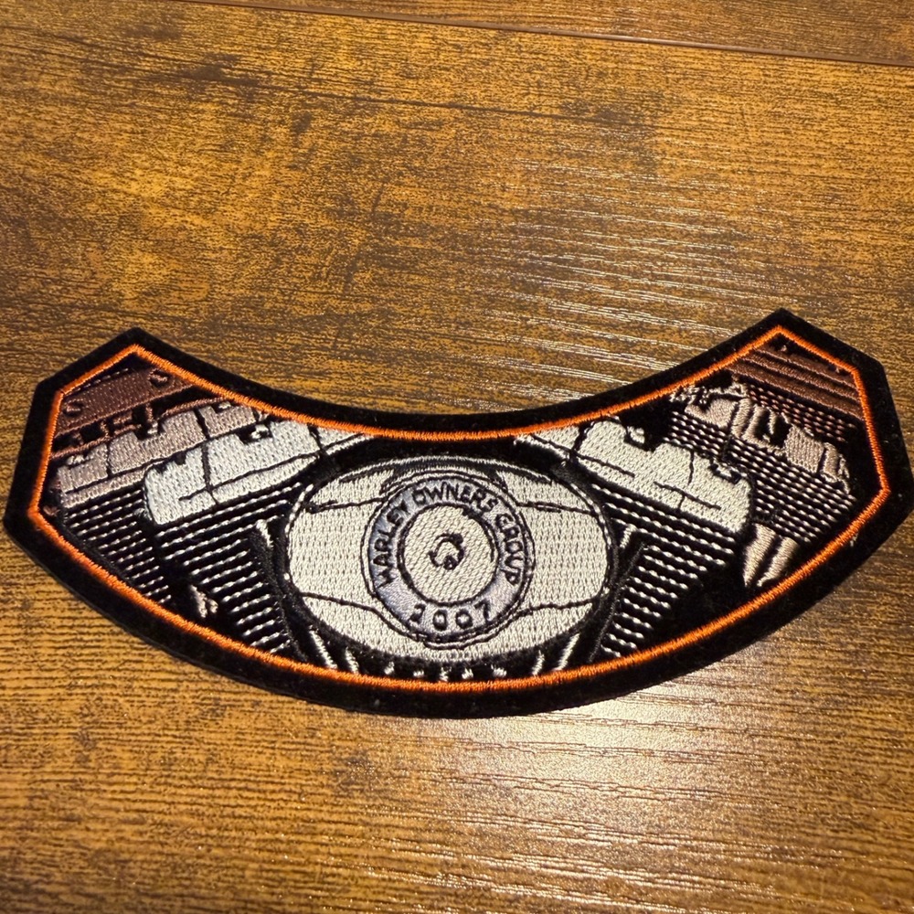 Harley Davidson HOG 2007 Owners Group V-Twin Engine Rocker Patch Black 6" Biker